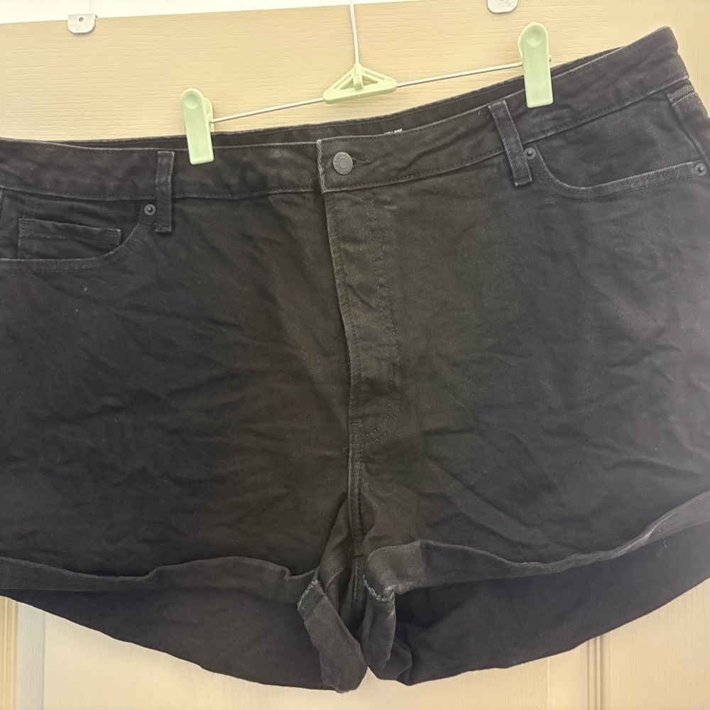 Old Navy Black Jean Shorts Distressed Mid-Thigh